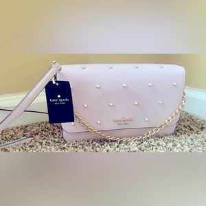 Kate Spade New KF495 Madison Studded Faux Pearl Flap Convertible Crossbody Lilac